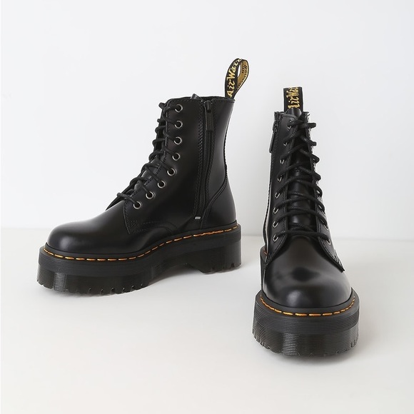 Dr. Martens Sinclair Polished Smooth Quad Retro Black Boots - Picture 1 of 7